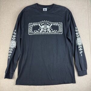 Vintage House of Blues Shirt Men's L Black LS Sugar Skull Graphic Rock Tee